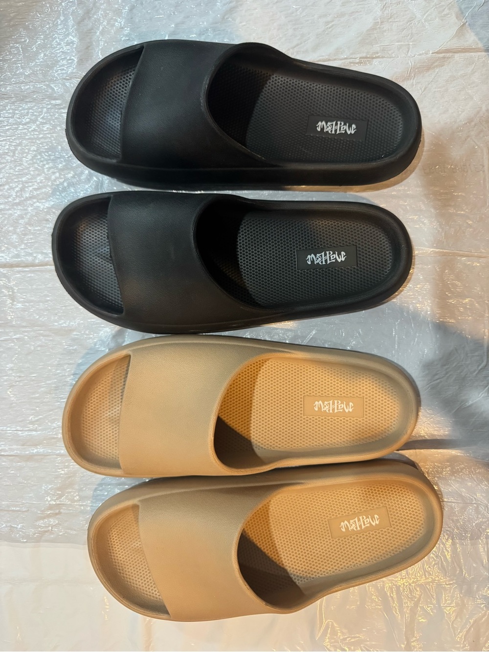 Women’s Slide Sandals in Black and Tan - BUNDLE (2 pair)